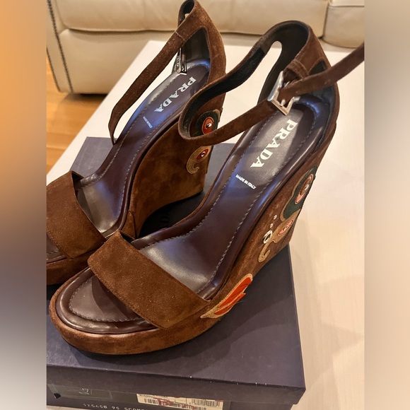 Prada wedge sandals size 40 1/2 - Picture 1 of 4